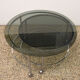 Two-tier swivel coffee table in chromed steel and crystal, 1970s