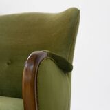 Danish art deco green velvet lounge chairs, 1940s. set of 2