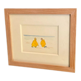 Original watercolor Antoine VIT Children with yellow waxes Villers sur Mer 2001