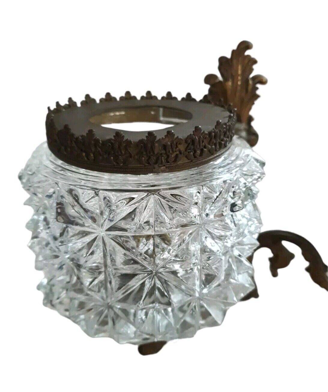 Old Bronze Double Wall Lamp Superb Molded Glass Globe