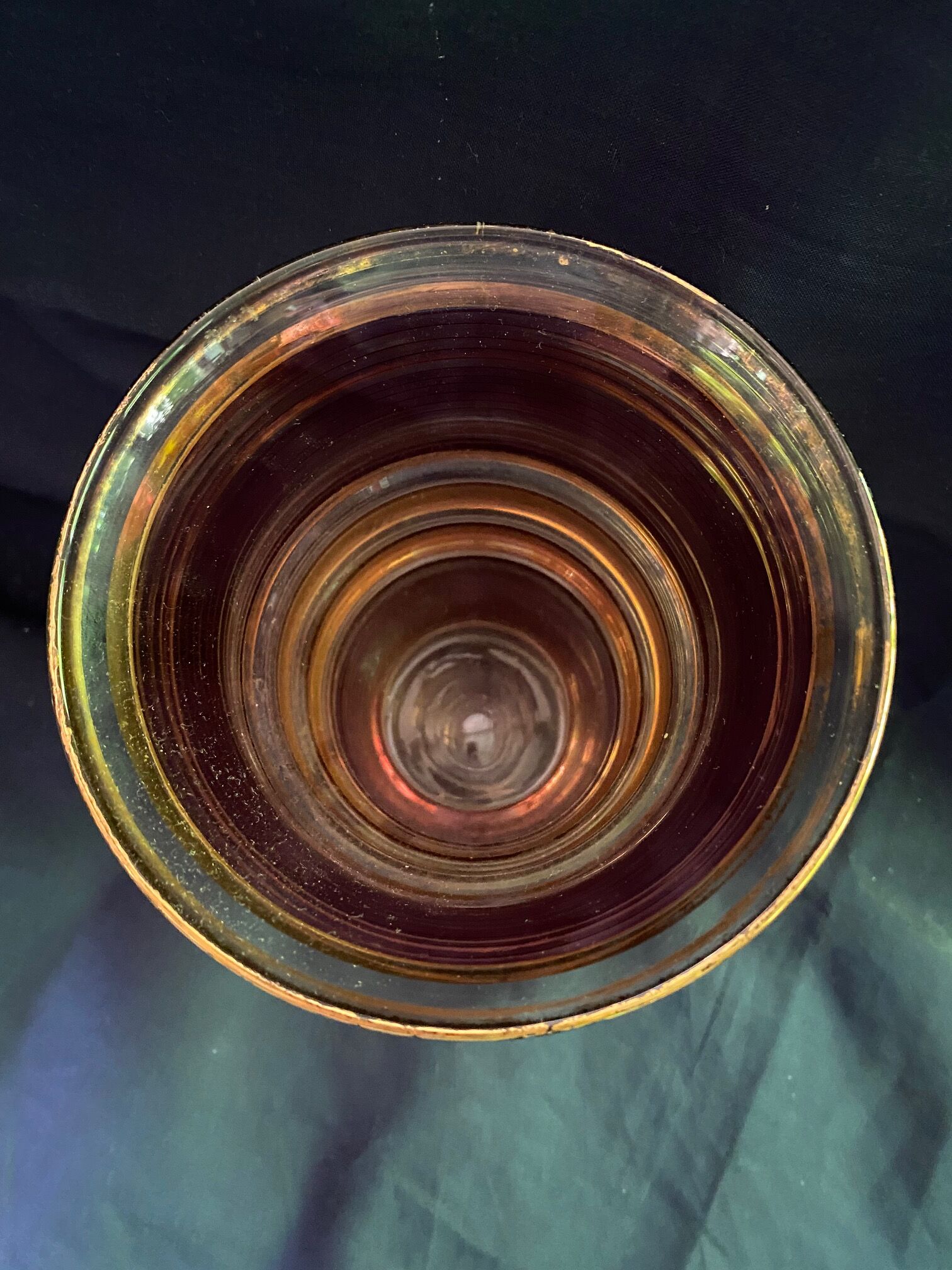 art deco vase in fuchsia & gold glass cira 1930 - belgian glassware (boom/doyen/laeken)