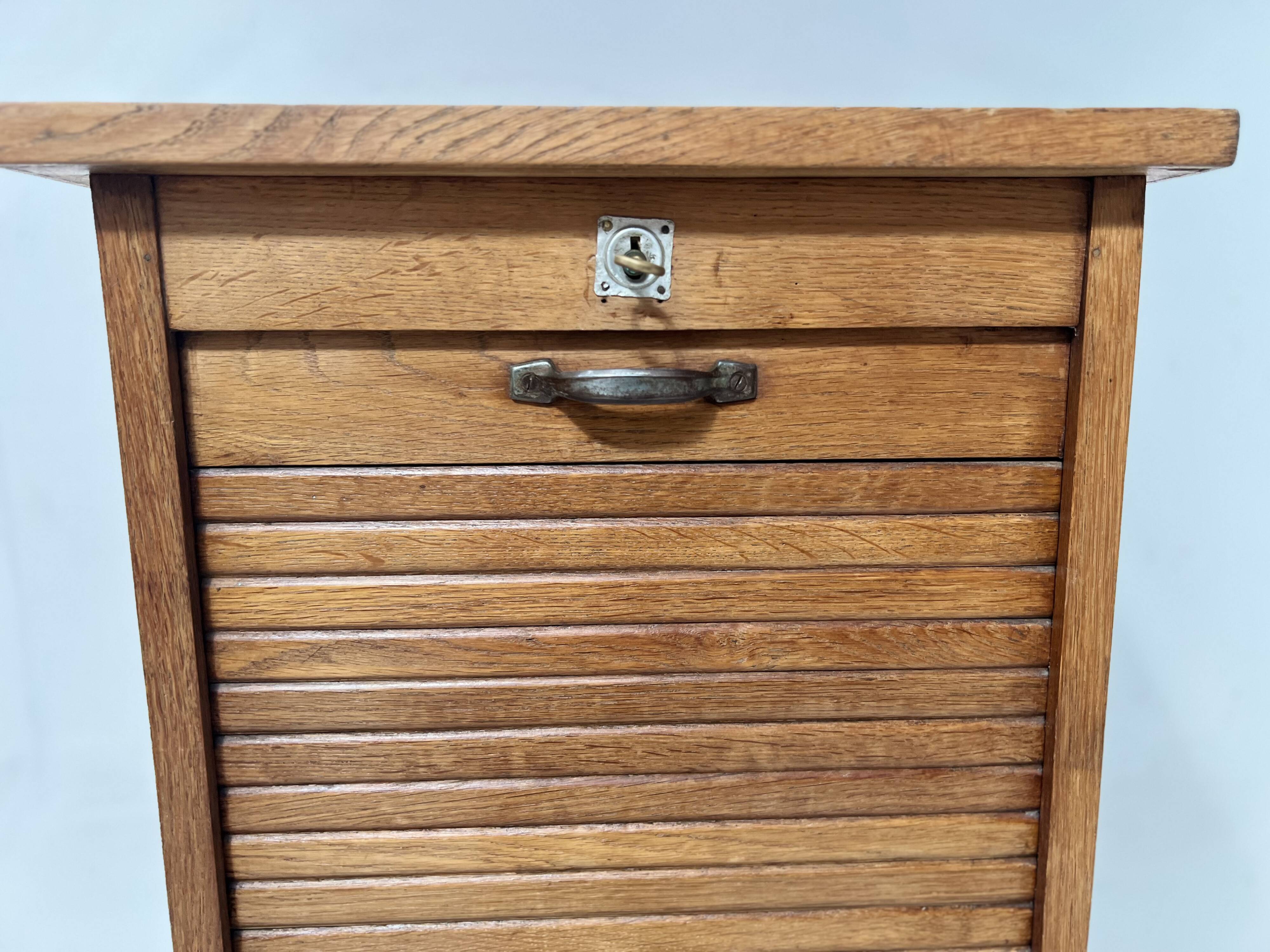 Oak curtain filing cabinet 20th century office furniture