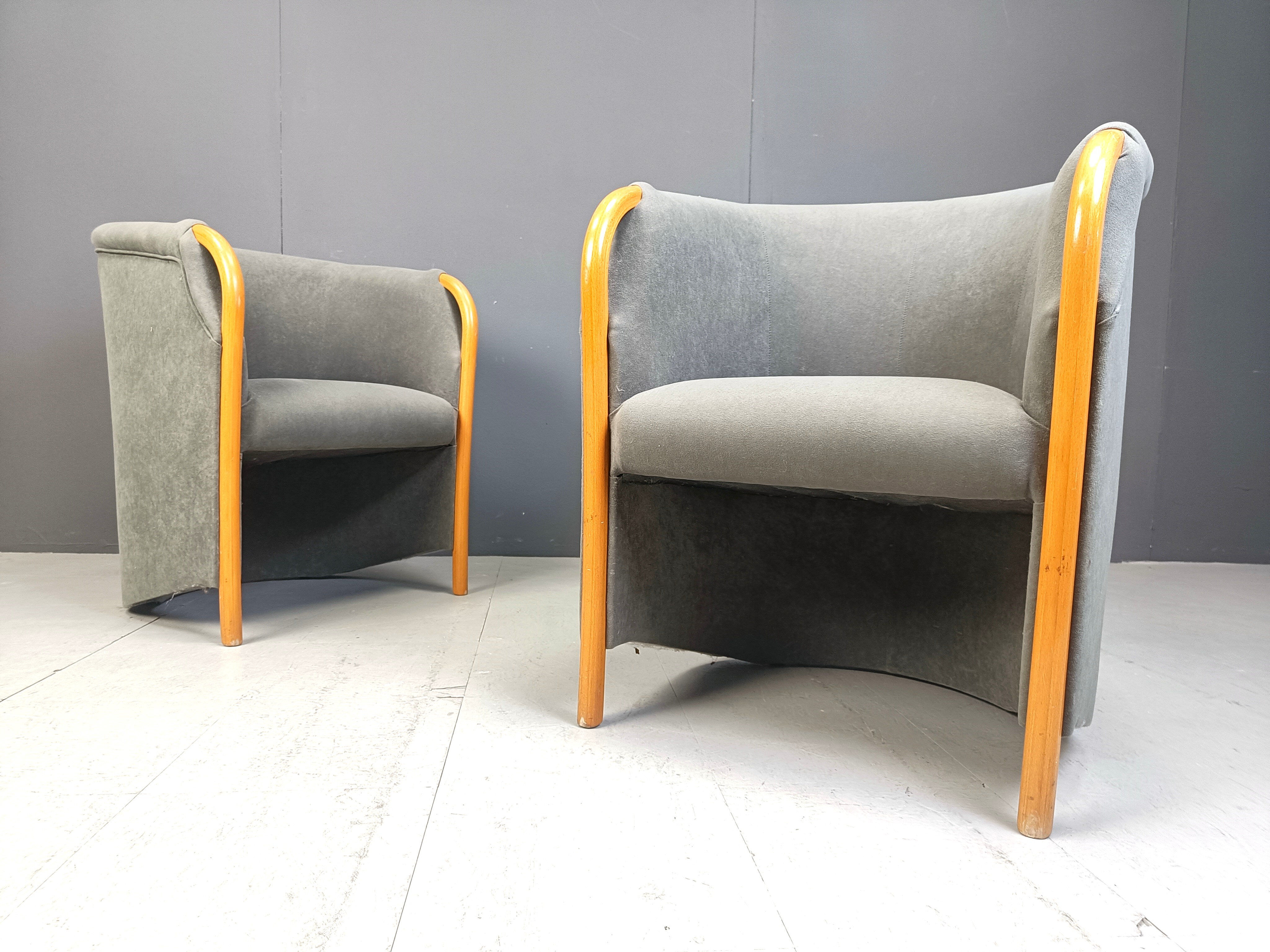 Pair of Italian armchairs, 1980s
