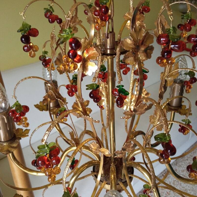 Large Murano Chandelier with Grapes and Leaves