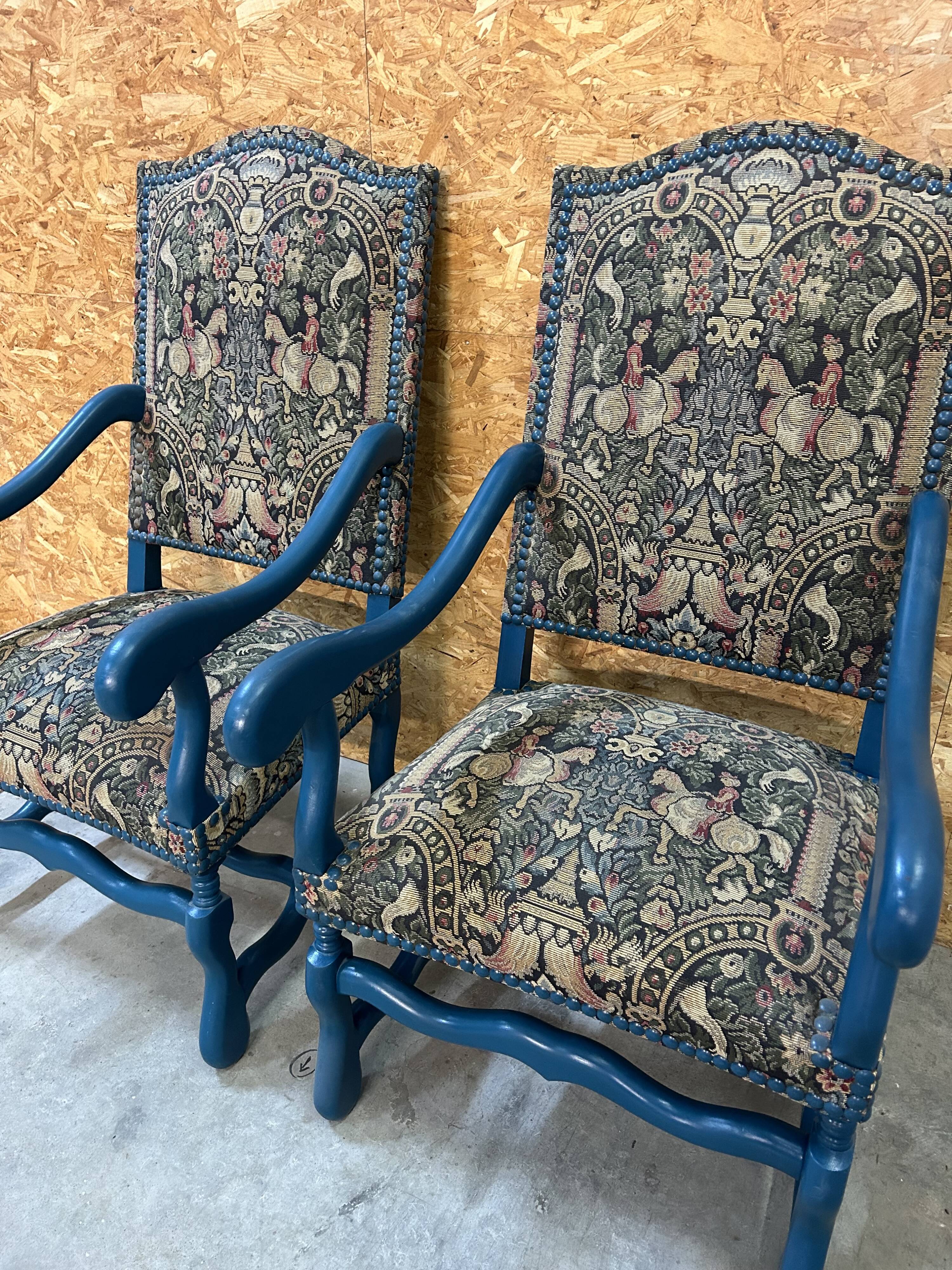 Pair of vintage original tapestry armchairs