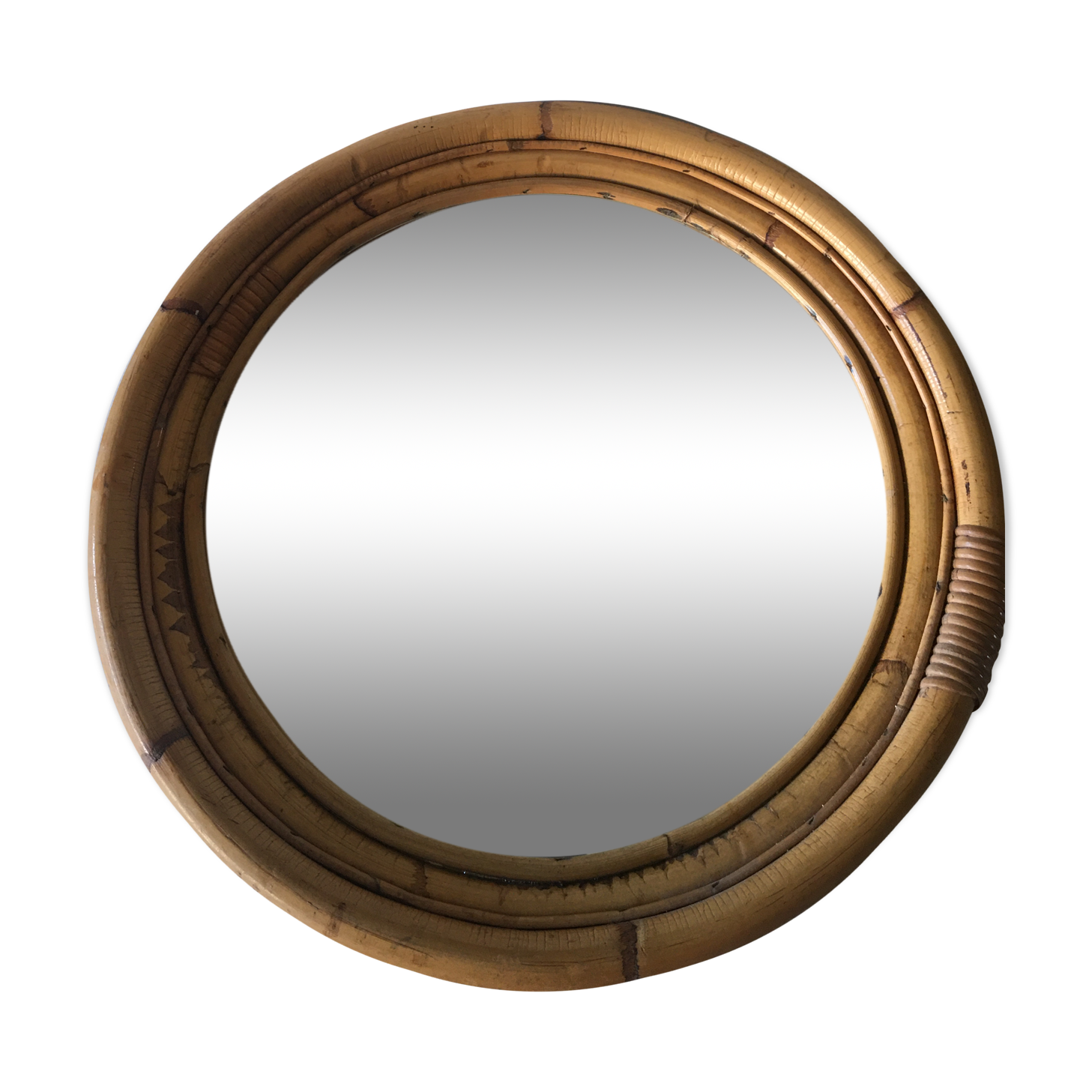 Vintage mirror in rattan - 51cm
