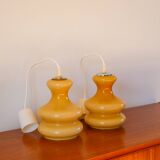Pair of opaline pendants, Bubble, Beige, 1960