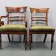 French Art Deco walnut dining chair set with armchairs, France 1930s