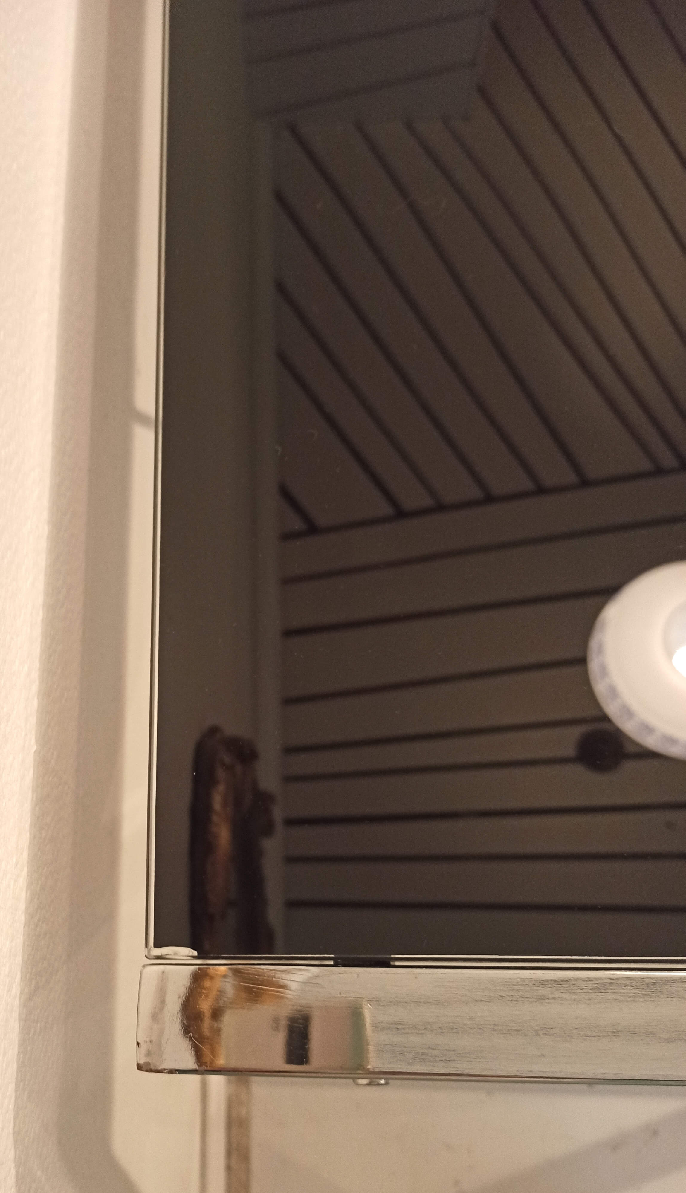 Seventies desk tinted glass top and chrome base