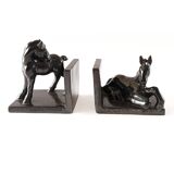 Black ceramic bookends horses