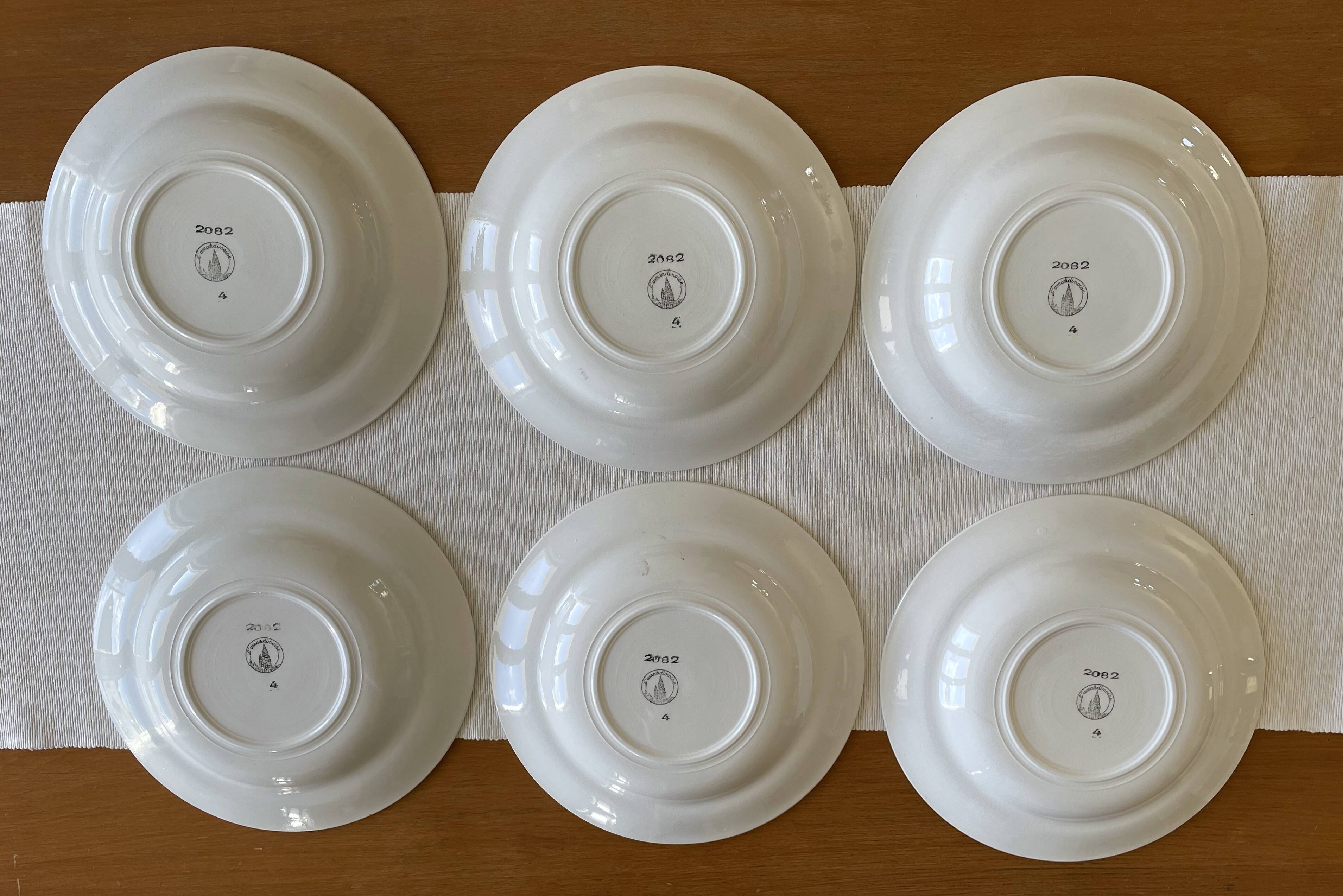 6 large antique deep plates in Saint-Amand earthenware (Nord)