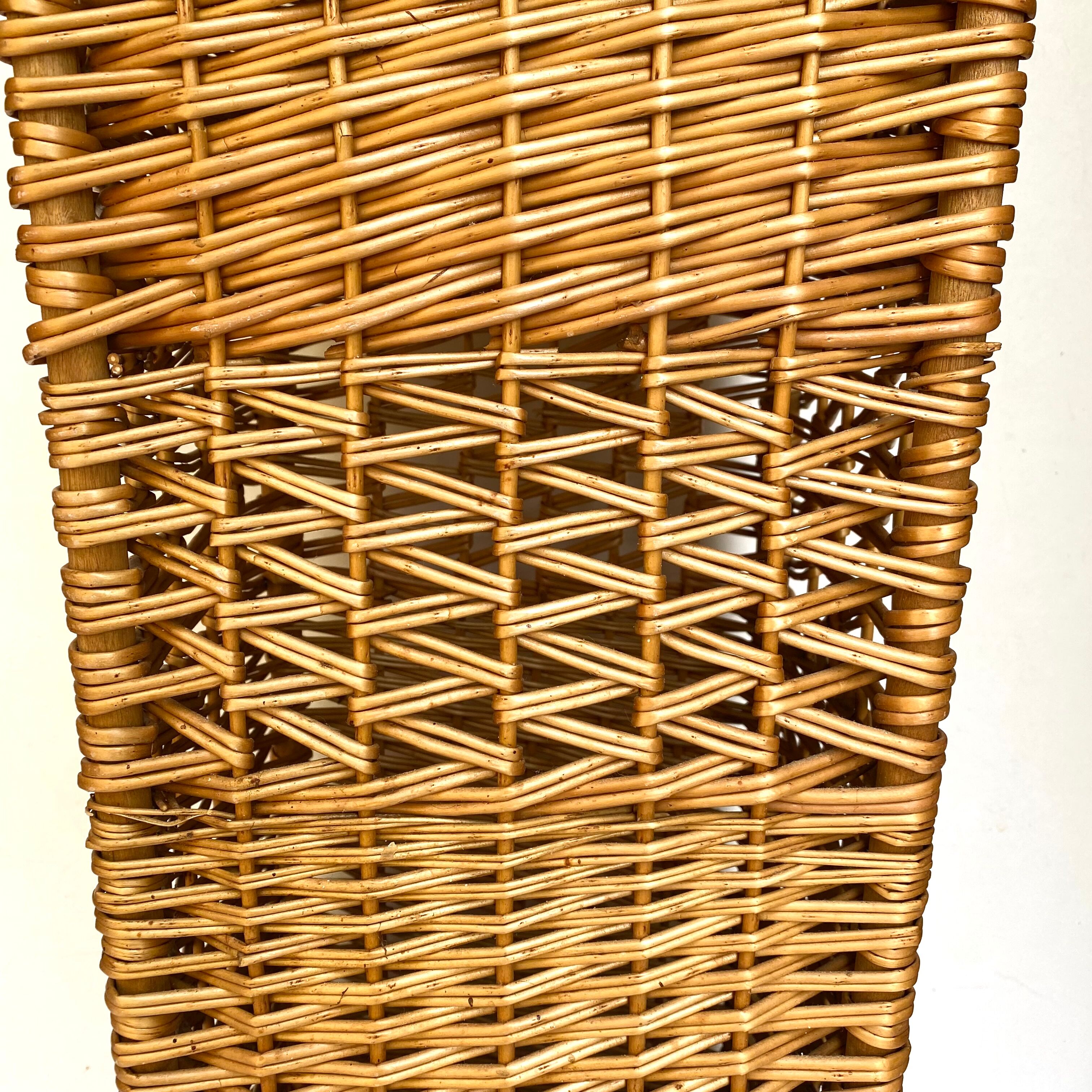 Vintage braided wicker bread hutch