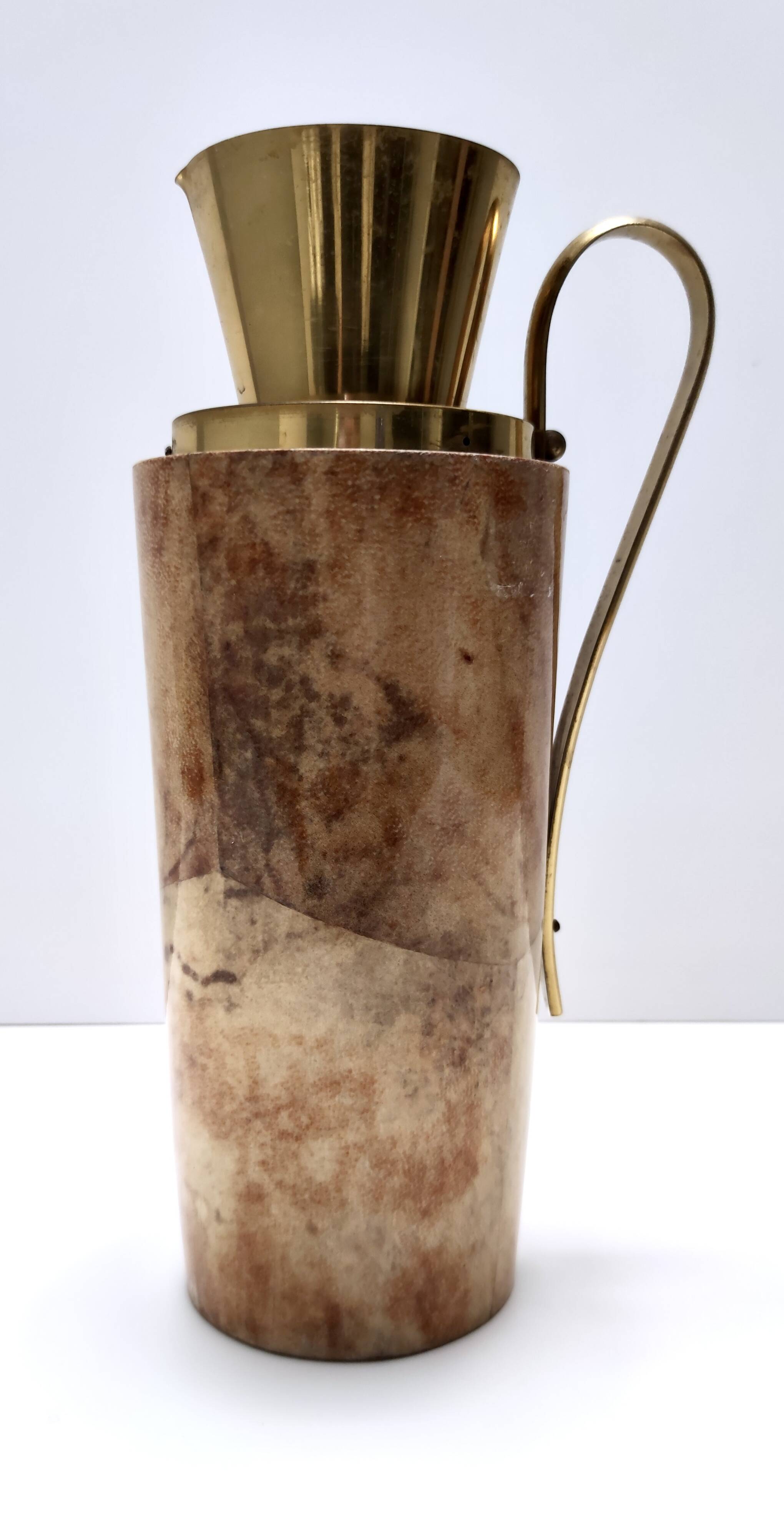 Turned Beech and Parchment Thermos / Jug by Aldo Tura for Macabo, Italy