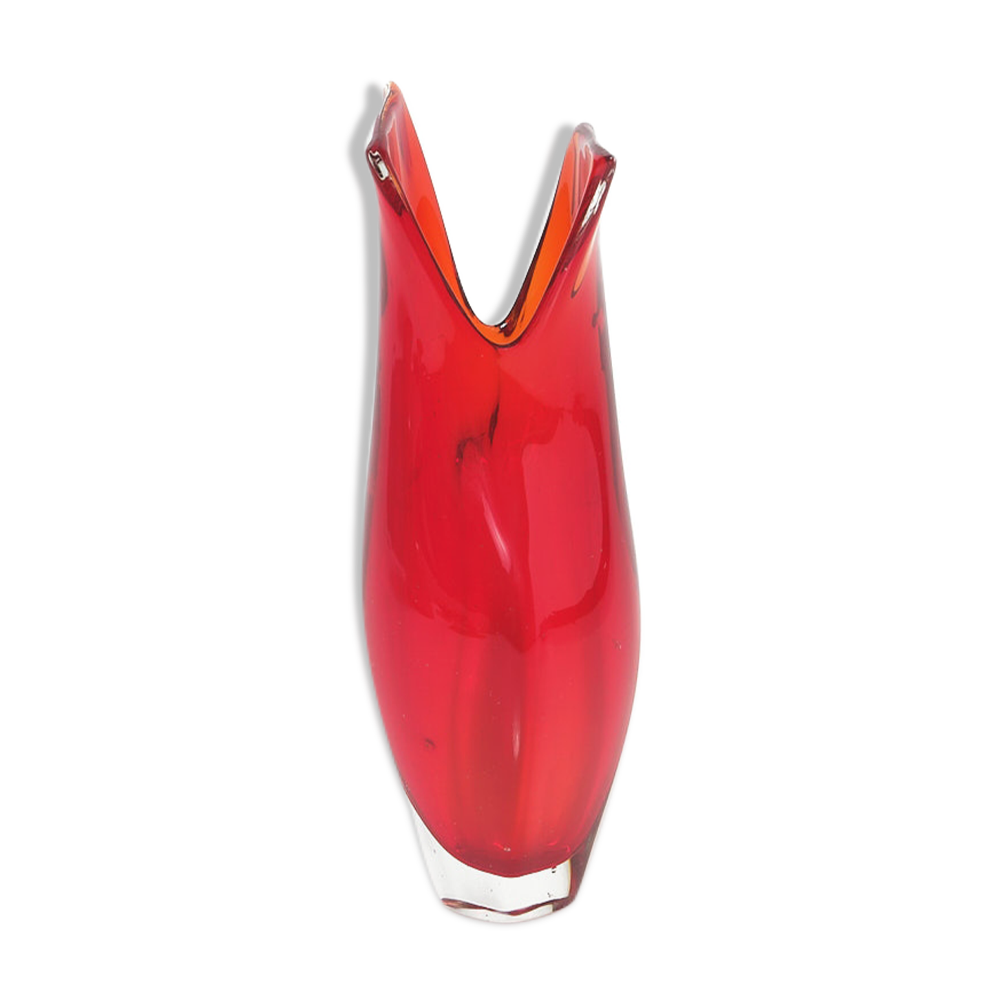 Red vase orange Murano Sommerso Mandruzzato Vintage