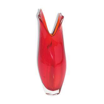 Red vase orange Murano Sommerso Mandruzzato Vintage