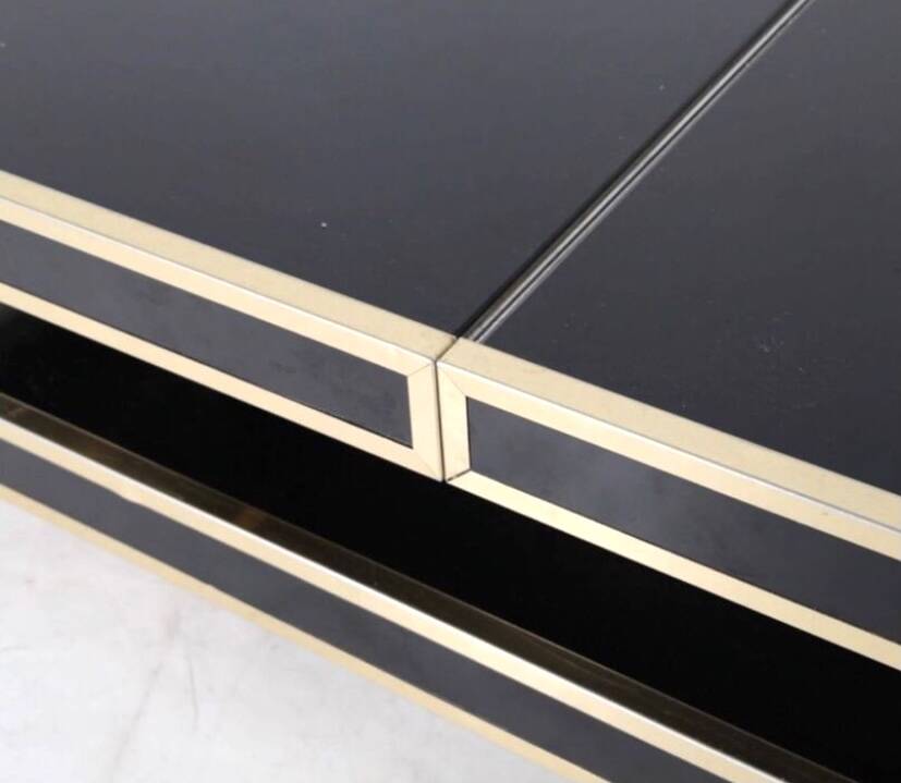 Brass and lacquered glass coffee table, circa 1979