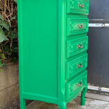 Vintage green oak chest of drawers from the 1960s.