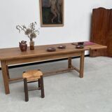 Solid pine table with its extension, 1950s