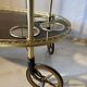 Vintage brass and dark wood serving trolley – 1960s