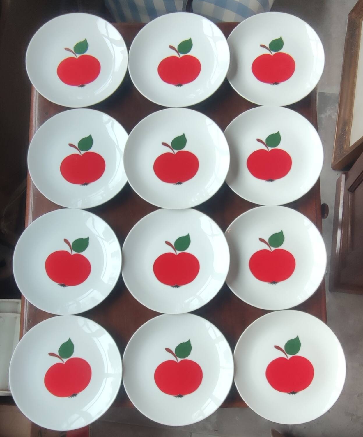12 Vintage Plates Red Apple Decor Weiden Bavaria Seltmann/West Germany