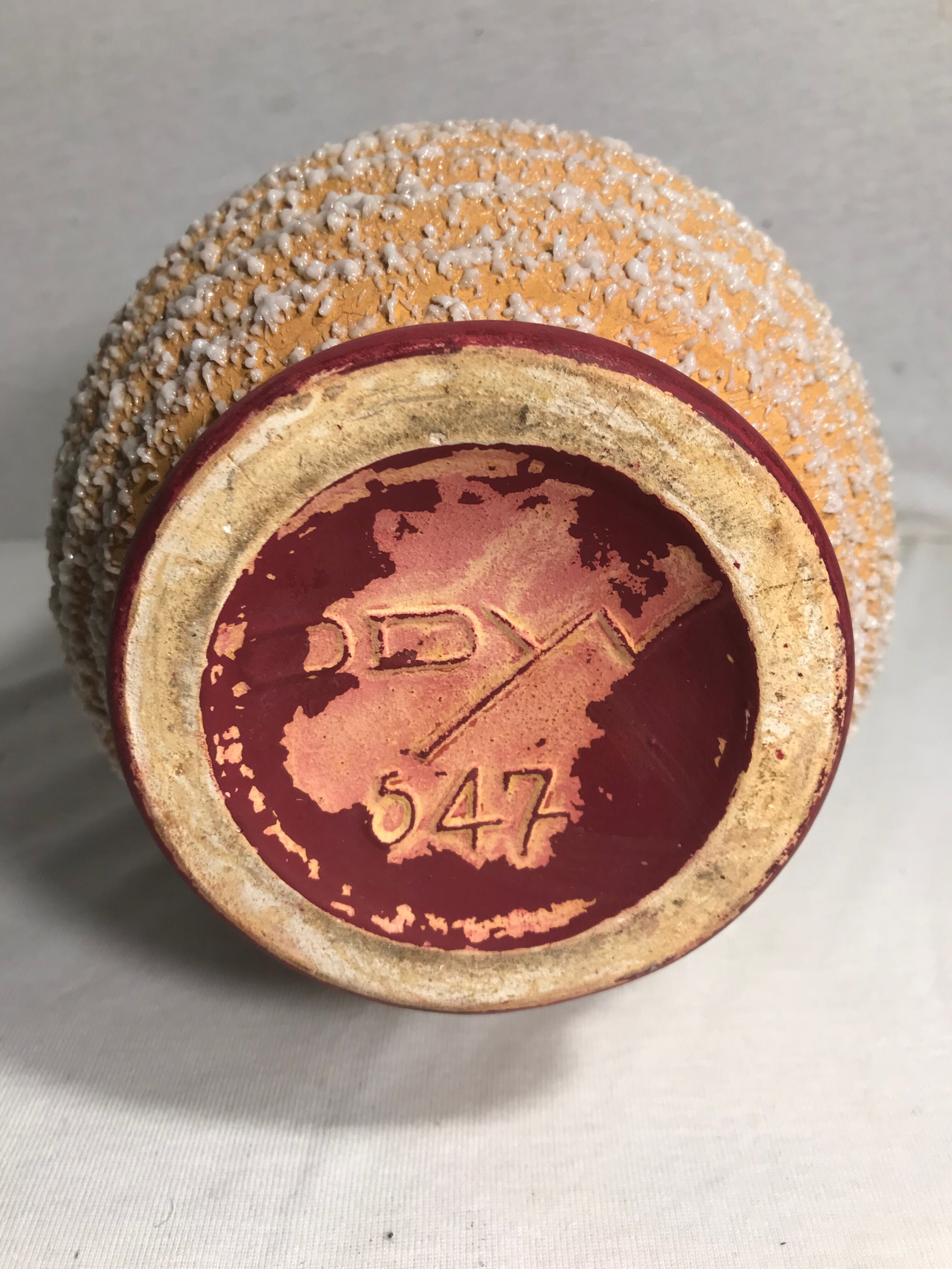 Old vase ball Odyv ceramic rose violet decoration 70s vintage