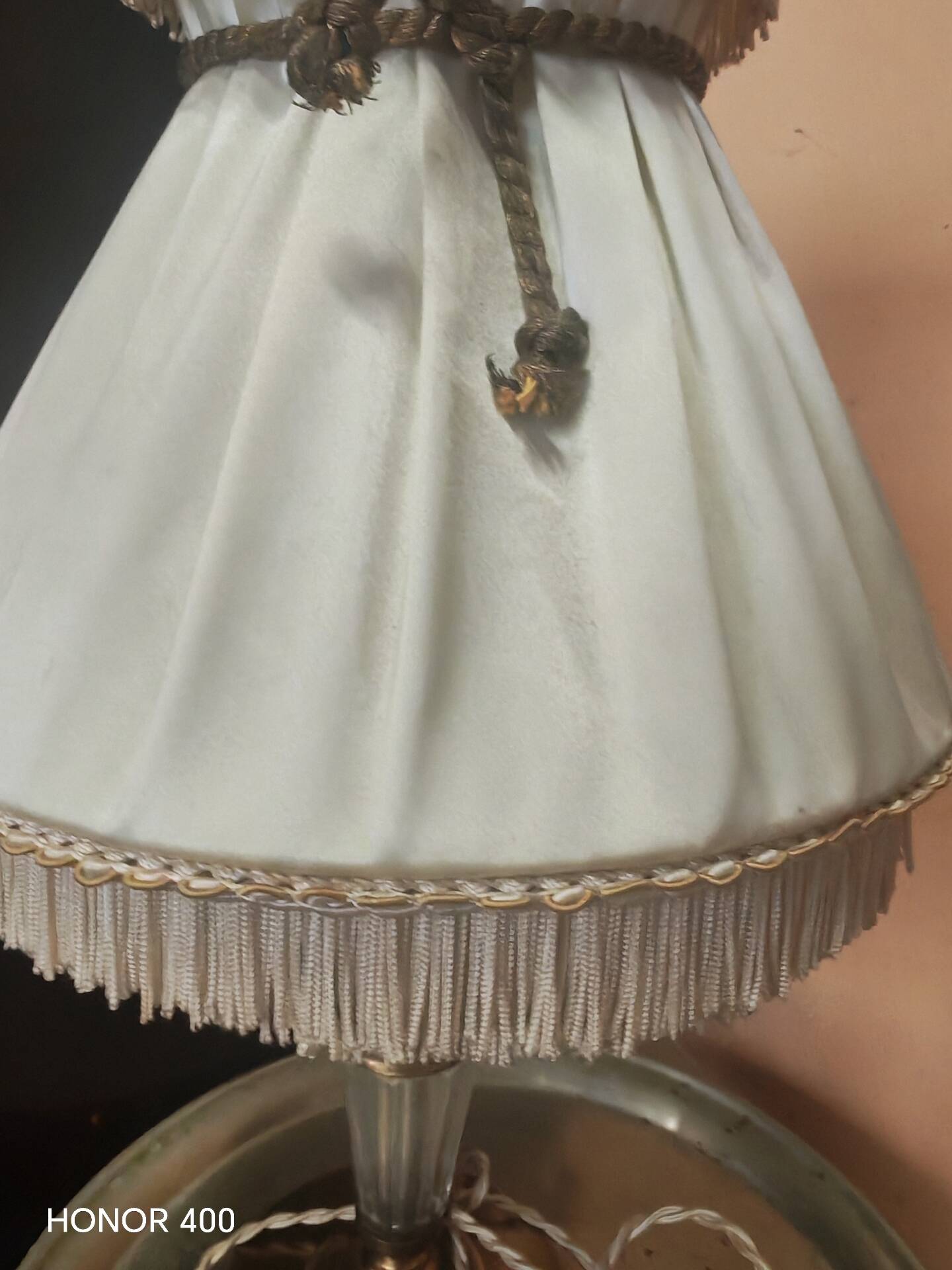 Table lamp in Hollywood Regency boudoir style from the 1950s.