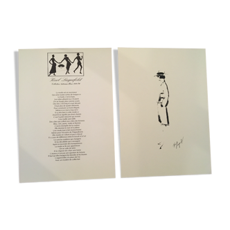Chanel: vintage fashion illustration - leaflet on the praise of fashion by Karl Lagerfeld