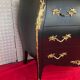 Curved dresser 3 drawers black patina Louis XV style