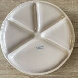 5 vintage beige fondue plates Le Creuset