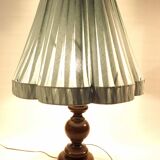 Large turned wooden base lamp