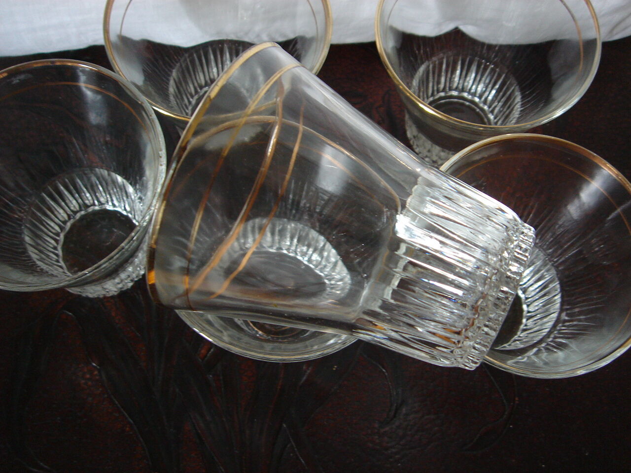 Lot 6 glasses gilding art deco 30/50 years golden circles