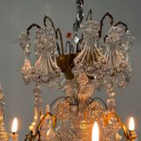 Cage chandelier, molded glass and bronze pendants, circa 1800