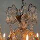 Cage chandelier, molded glass and bronze pendants, circa 1800