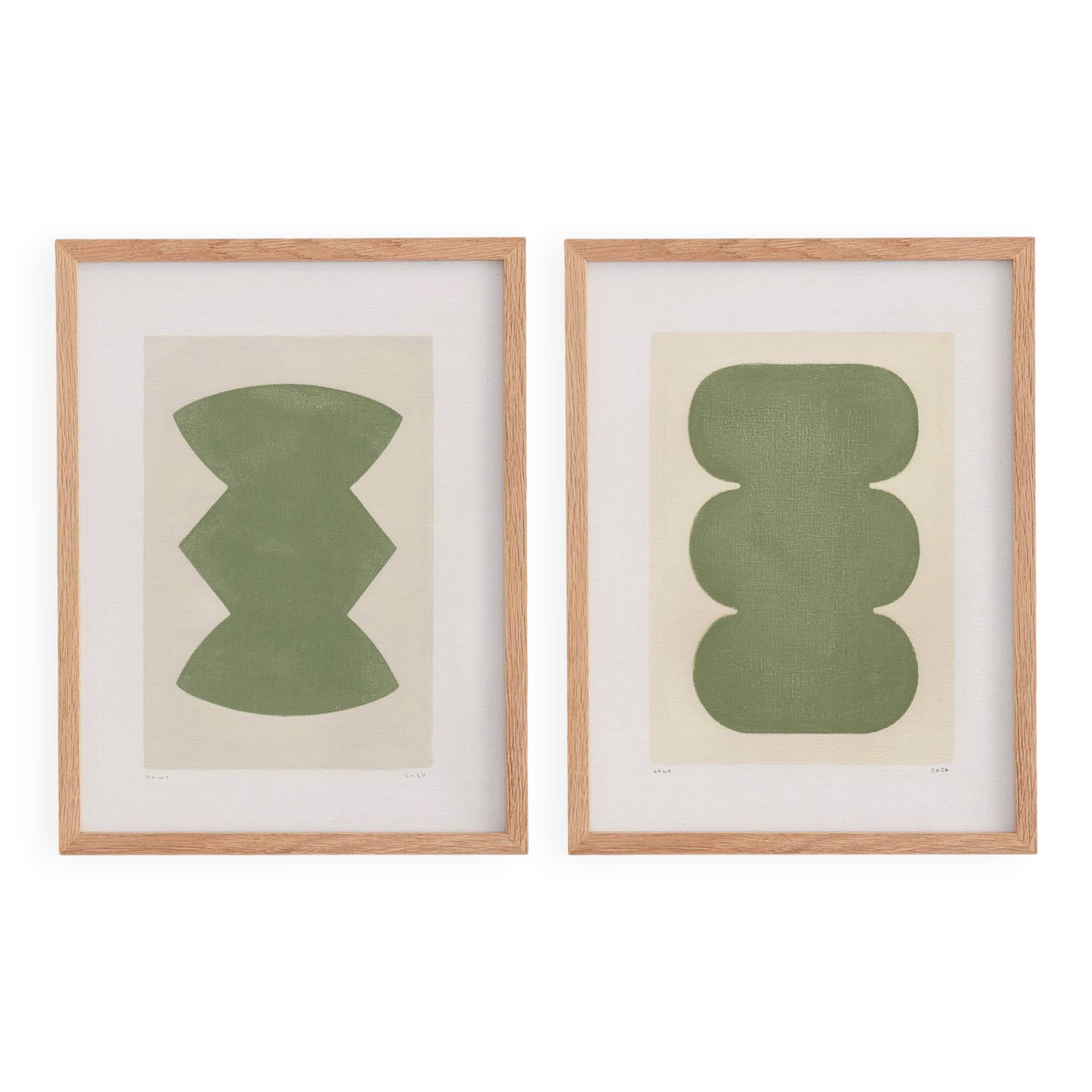 Duo of abstract paintings - 30x40cm - paintings on paper - signed Eawy