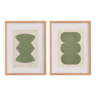 Duo of abstract paintings - 30x40cm - paintings on paper - signed Eawy
