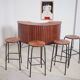 Sika Møbler vintage Bar mit 4 Barhocker aus Teak