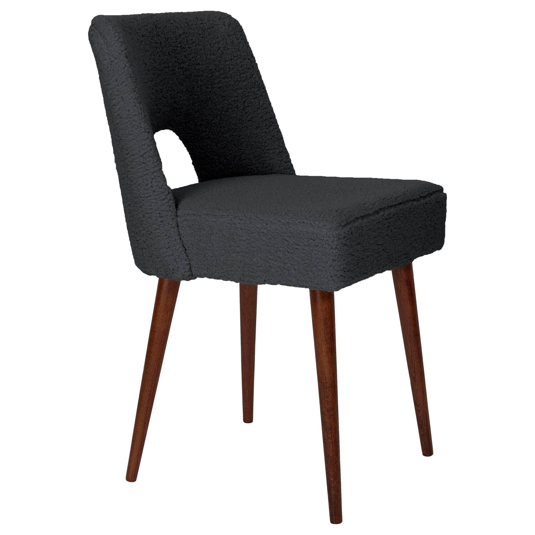 Chaise 'Shell' en bouclé gris foncé, années 1960