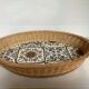 Old oval wicker rattan tray basket