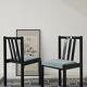 Set of 4 modernist black chairs with light blue ribbed fabric