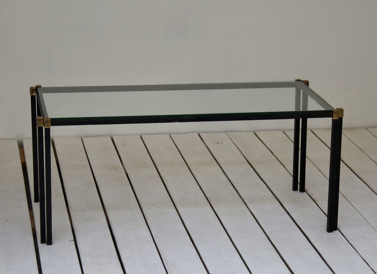 Metal and glass coffee table 1970