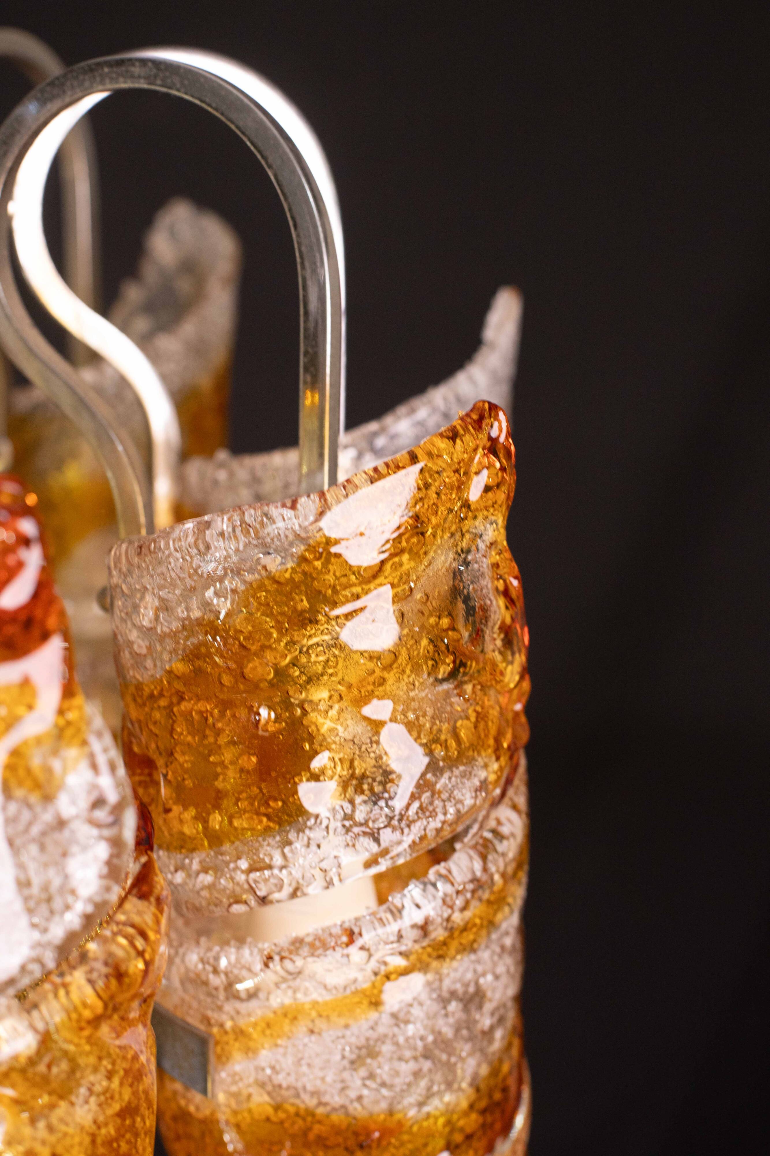 Italian Design "Twisters" Round Chandelier by Mazzega, 1970