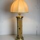Midcentury bamboo and brass large mushroom table lamp by Leola, 1960s