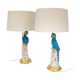 Pair of large parrots circa 1970 earthenware lamps