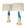 Pair of large parrots circa 1970 earthenware lamps