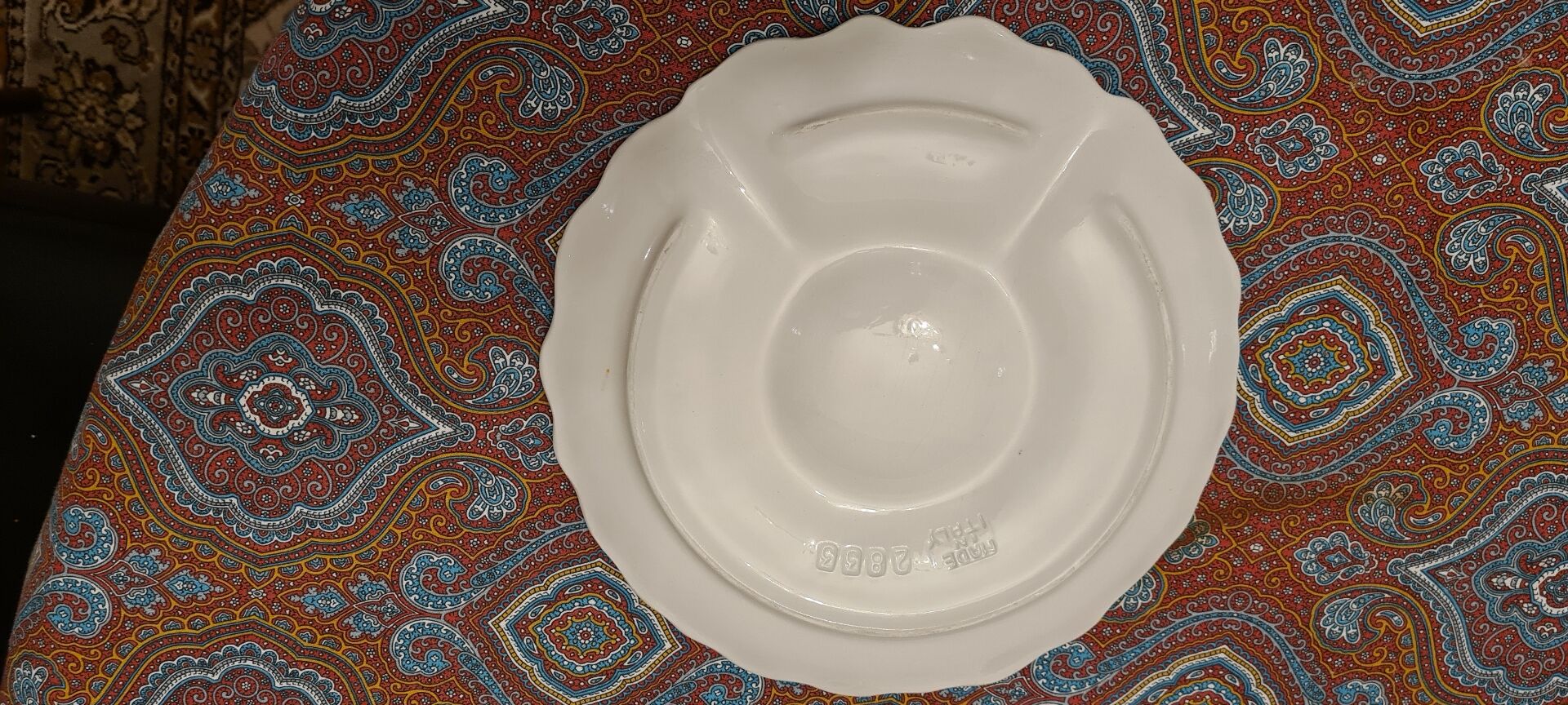 Set of 6 White Ceramic Compartment Plates – Italy, Vi