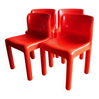 Set of 4 chairs by Carlo Bartoli, model 4875, Kartell edition, 70s