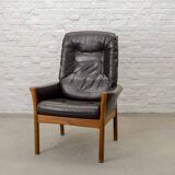 G-Möbel Chocolate Brown Leather Scandinavian Lounge Chair, Sweden, 1960s.
