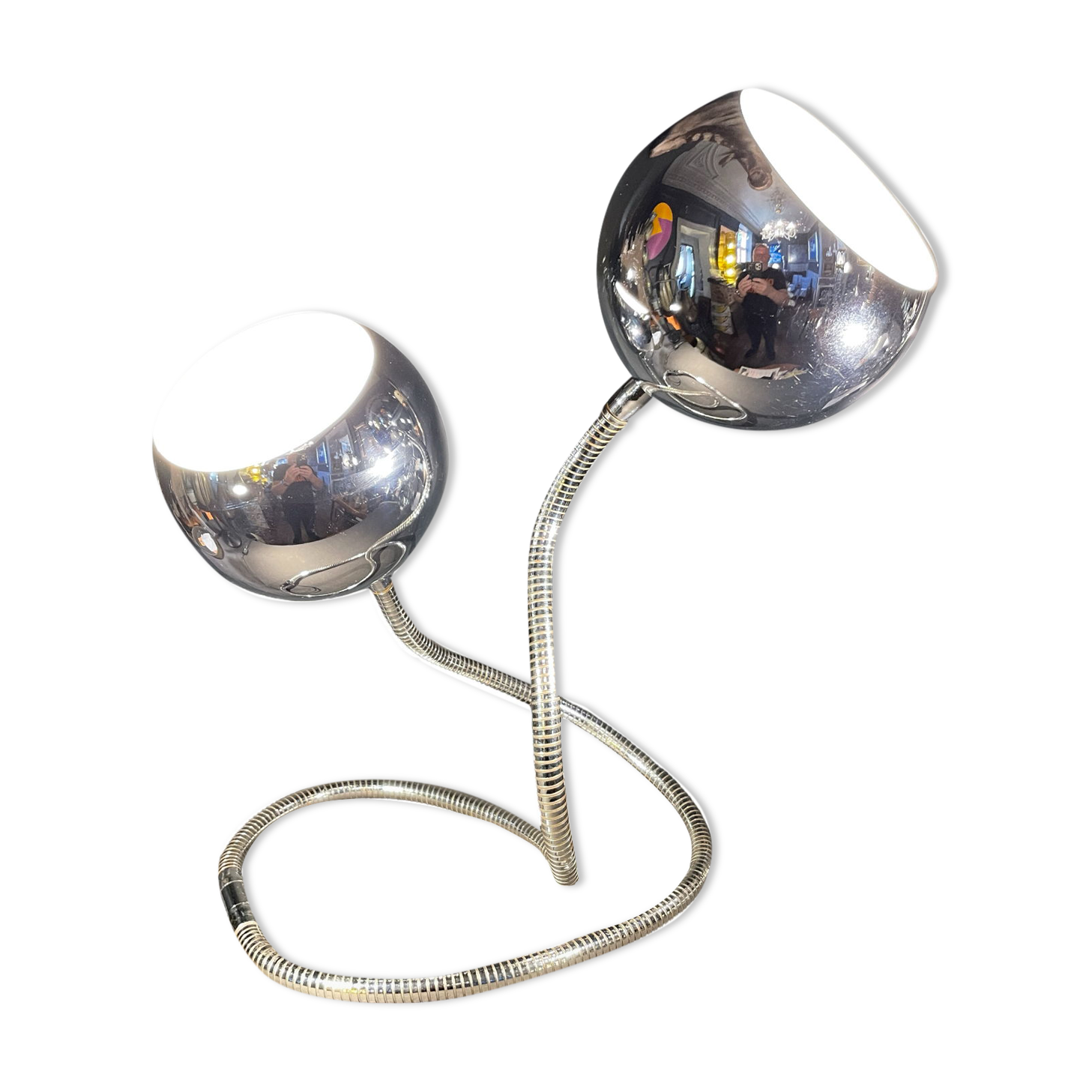 Lampe "snake eye balls" flexible par Goffredo Reggiani, acier chromé 1970s