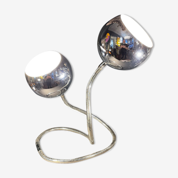 Lampe "snake eye balls" flexible par Goffredo Reggiani, acier chromé 1970s