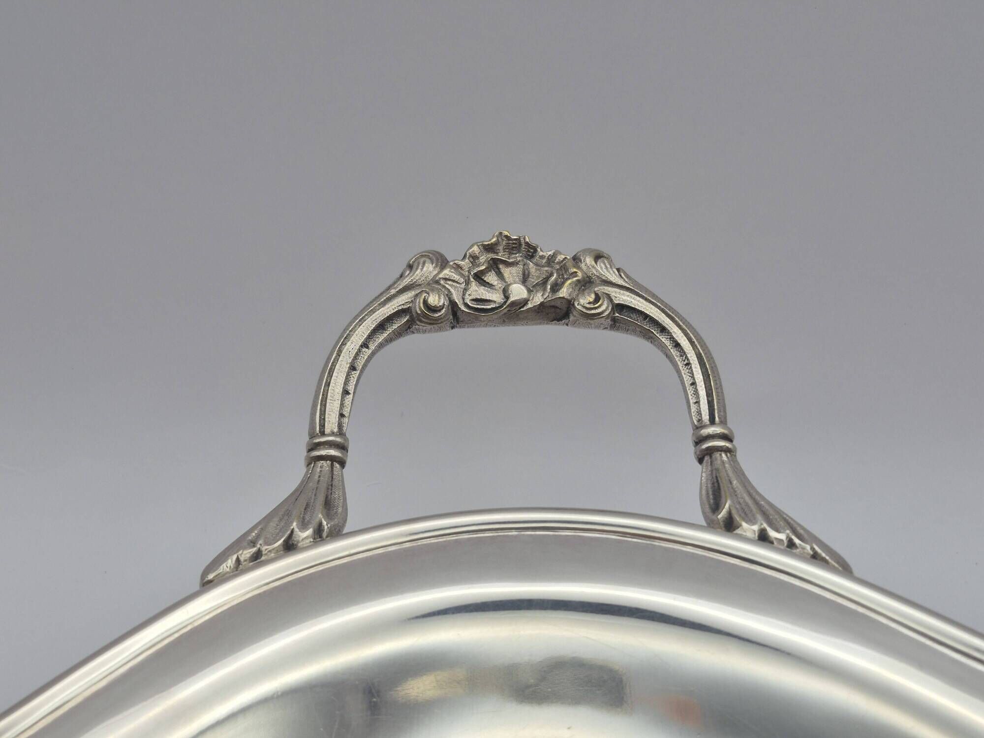 Large silver-plated metal basket Roux-Marquiand – Superb rococo decoration –